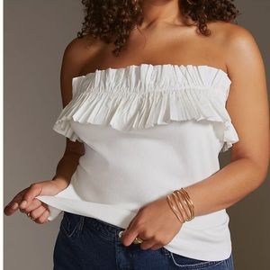 NWT Maeve poplin ruffle tube top
